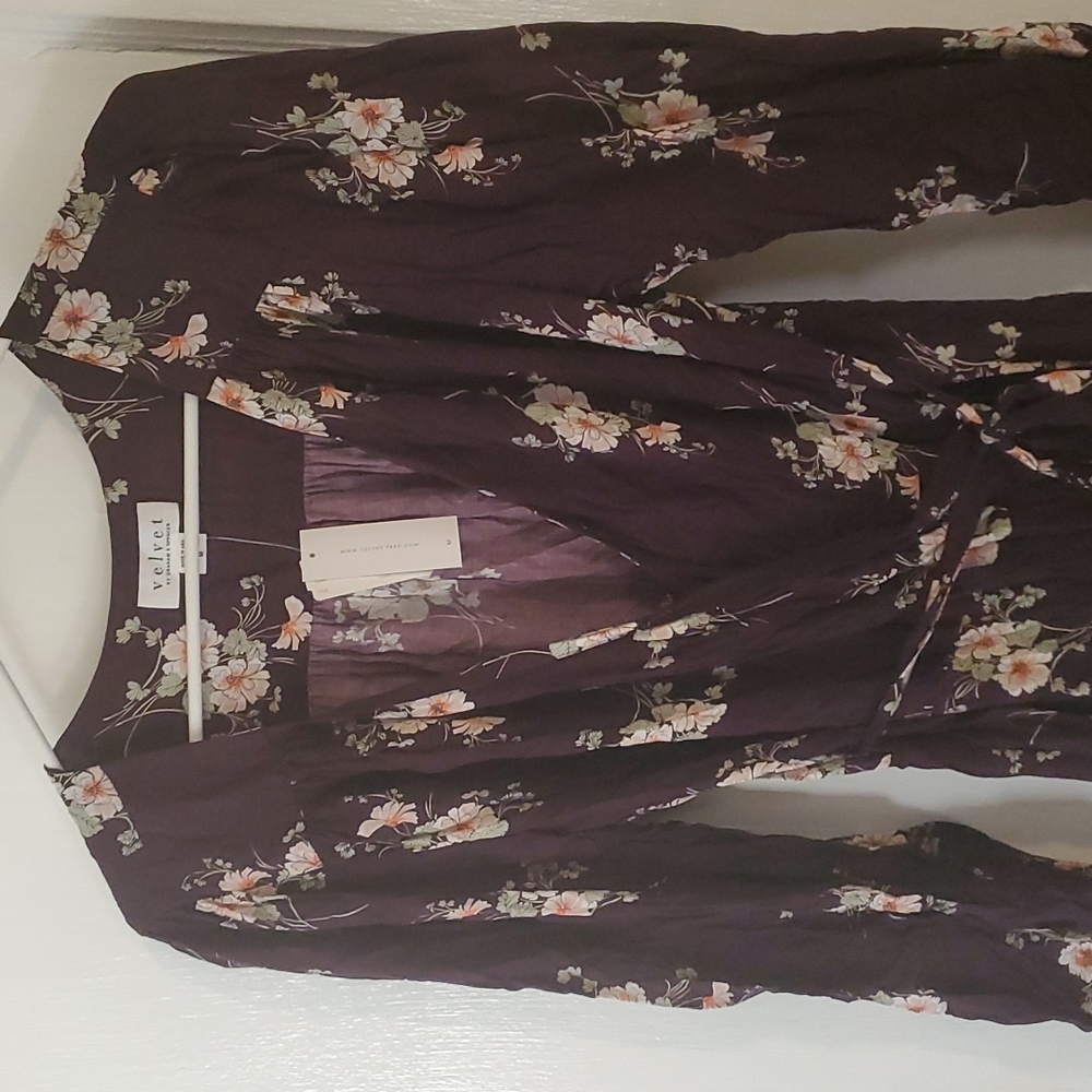 dark purple long sleeve wrap dress